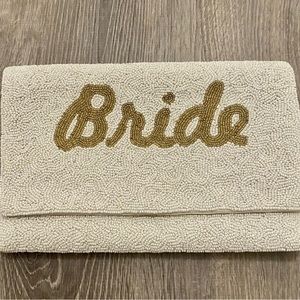 White Beaded Bridal Bride Wedding Bag Purse Beaded Clutch